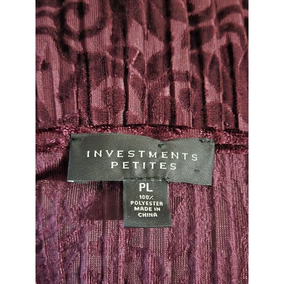 Investments Womens Burnout Velvet Bell Sleeve Blouse Size Petite Large Witchy - Picture 5 of 9